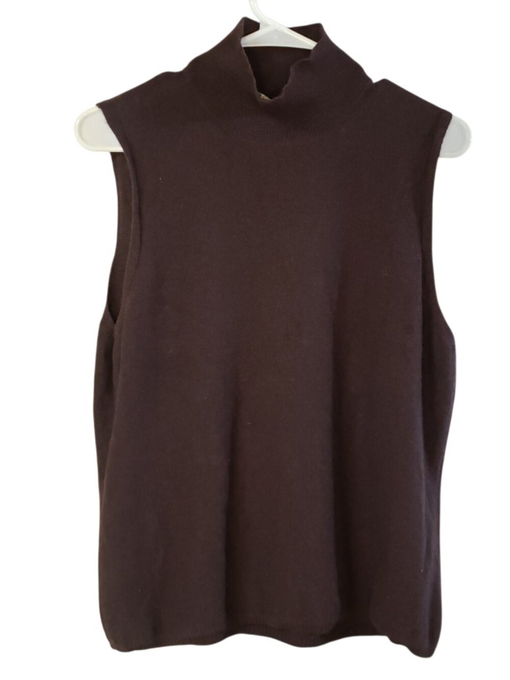 AKRIS Women's Sweater Sleeveless Turtleneck 100% Cashmere Color Brown Size 16